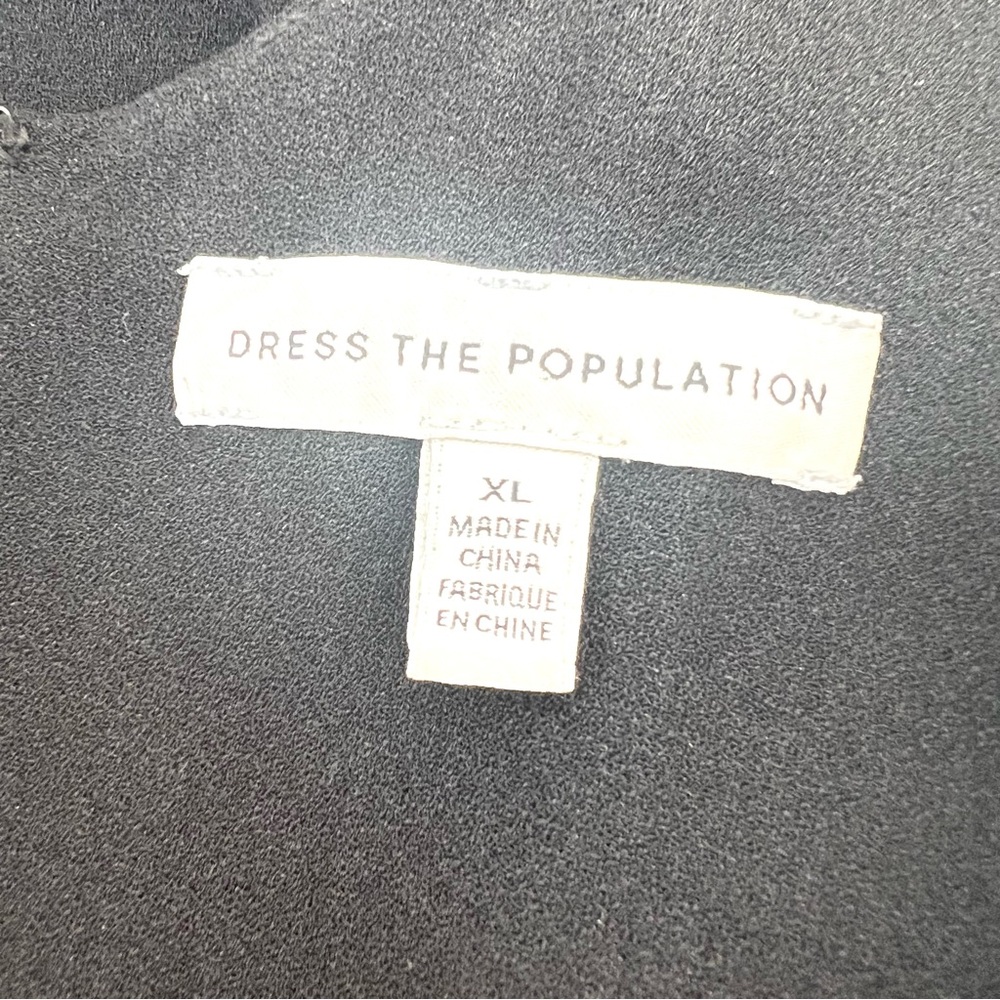 DRESS THE POPULATION Iris Black Side Slit Crepe Classic Maxi Gown Dress Sz XL - Picture 14 of 15
